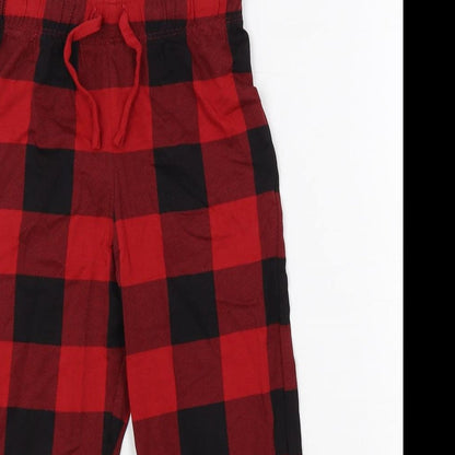 Marks and Spencer Girls Red Plaid Cotton Top Pyjama Pants Size 3-4 Years Drawstring