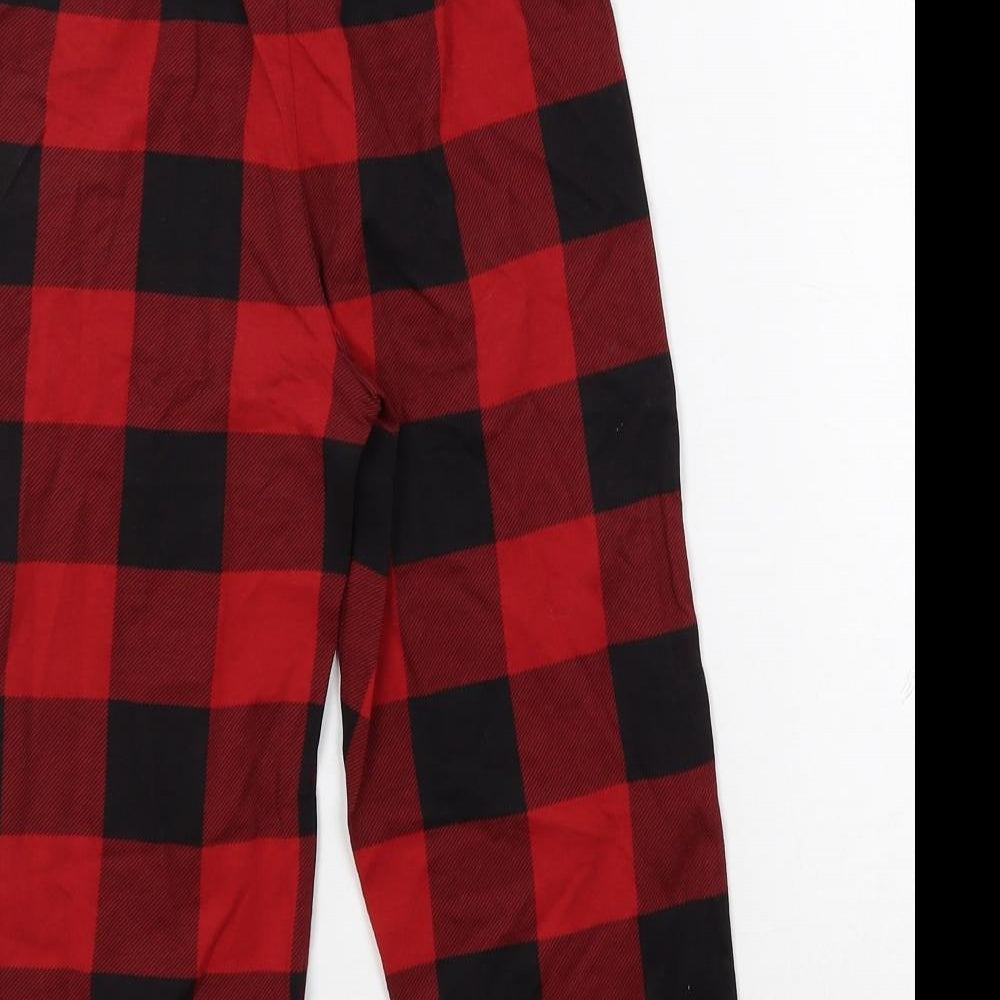 Marks and Spencer Girls Red Plaid Cotton Top Pyjama Pants Size 3-4 Years Drawstring