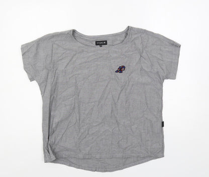 Sport b. Womens Grey Cotton Basic T-Shirt Size 14 Boat Neck
