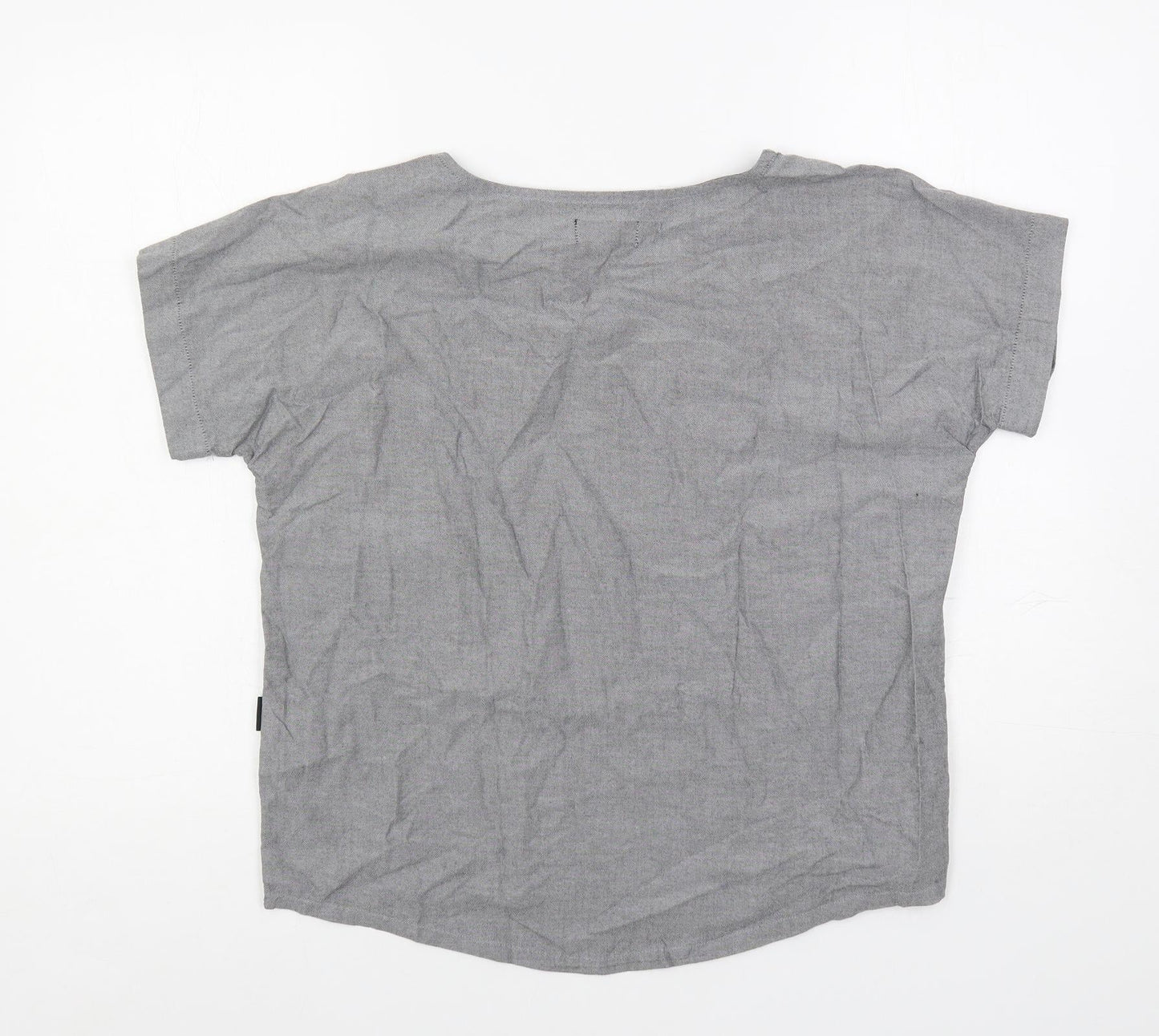 Sport b. Womens Grey Cotton Basic T-Shirt Size 14 Boat Neck
