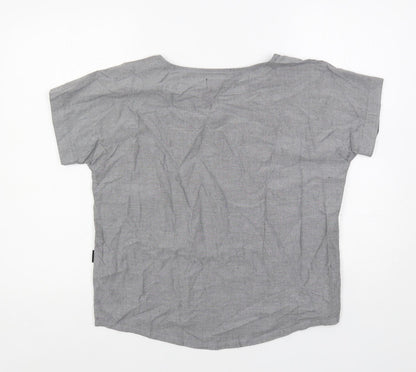 Sport b. Womens Grey Cotton Basic T-Shirt Size 14 Boat Neck