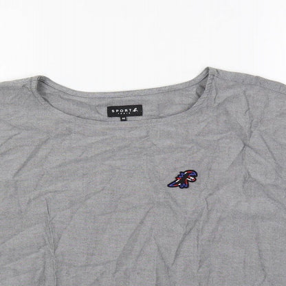 Sport b. Womens Grey Cotton Basic T-Shirt Size 14 Boat Neck