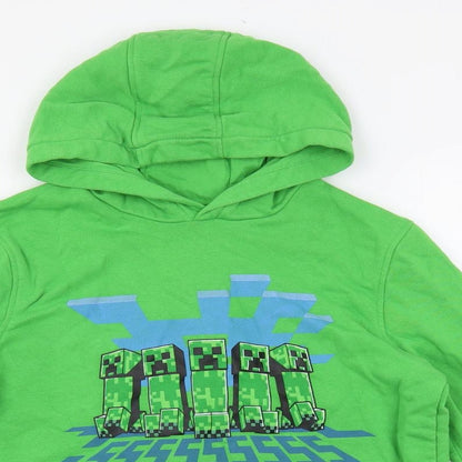 Marks and Spencer Girls Green Cotton Pullover Hoodie Size 12-13 Years Pullover - Minecraft