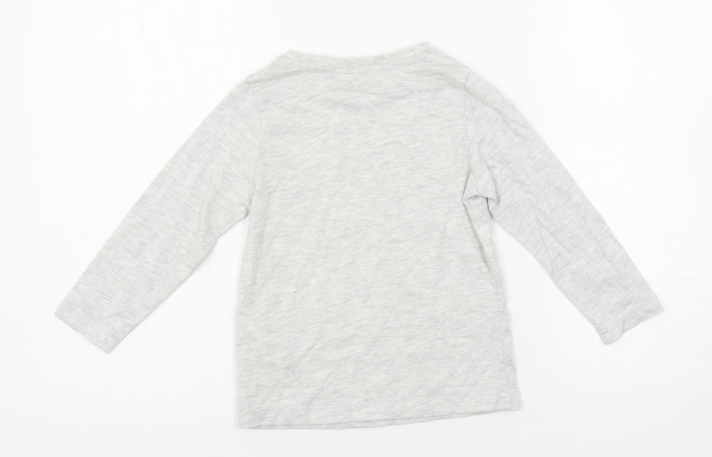 Marks and Spencer Girls Grey Solid Cotton Top Pyjama Top Size 3-4 Years Pullover