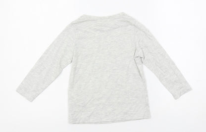 Marks and Spencer Girls Grey Solid Cotton Top Pyjama Top Size 3-4 Years Pullover