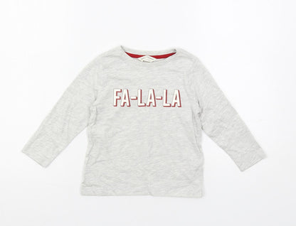 Additional front view of Marks & Spencer Baby Grey Solid Cotton Cami Pyjama Top, size 18-24, Months Pullover