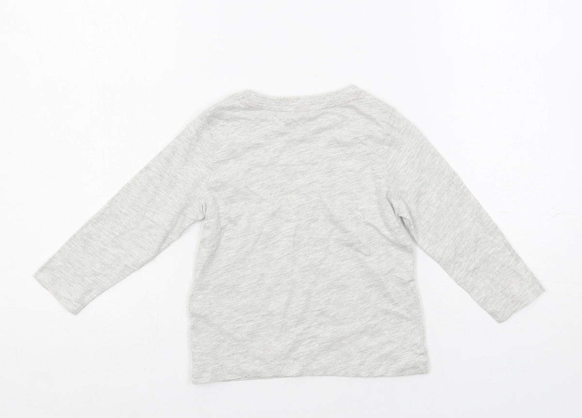 Back view of Marks & Spencer Baby Grey Solid Cotton Cami Pyjama Top, size 18-24, Months Pullover