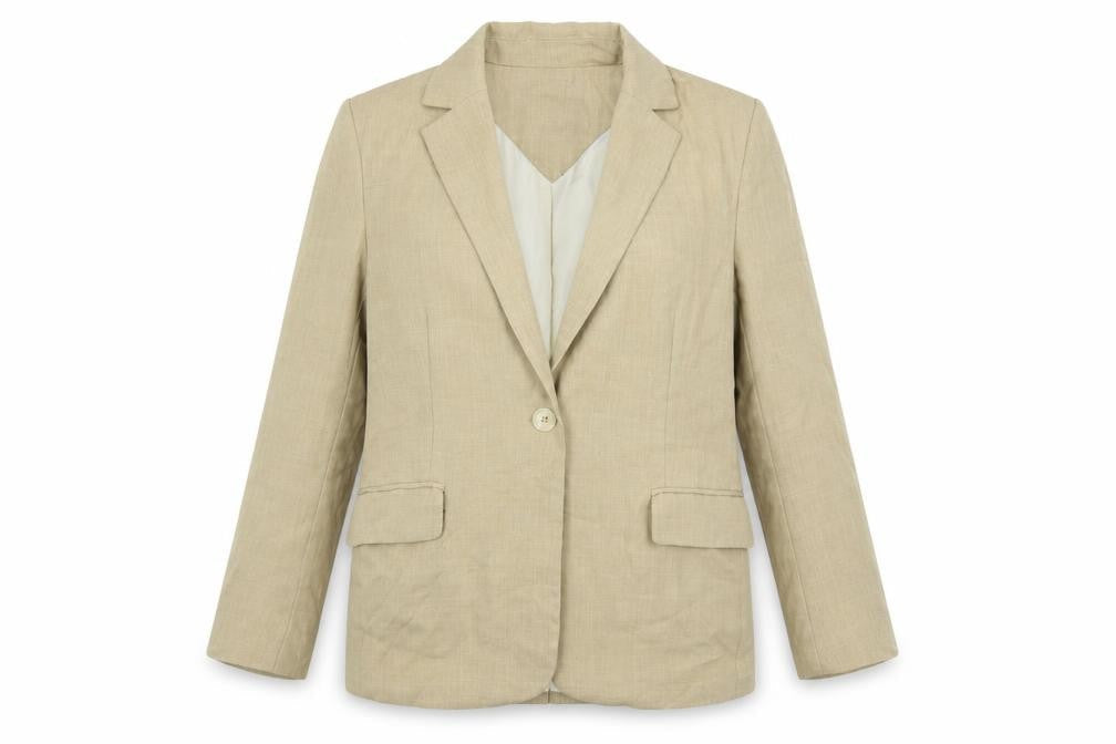 Bershka Womens Beige Jacket Blazer Size S Button