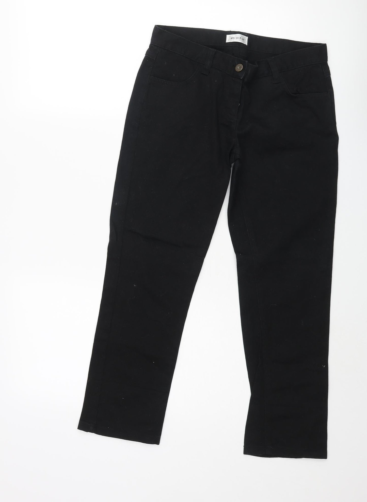 Moto Womens Black Cotton Straight Jeans Size 10 L24 in Regular Zip
