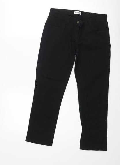 Moto Womens Black Cotton Straight Jeans Size 10 L24 in Regular Zip
