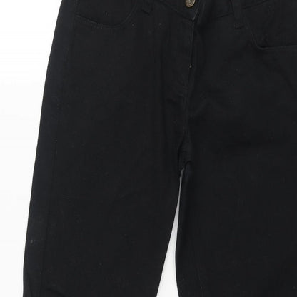 Moto Womens Black Cotton Straight Jeans Size 10 L24 in Regular Zip