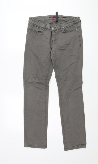 Sportmax Womens Grey Cotton Straight Jeans Size 30 in L29 in Regular Zip