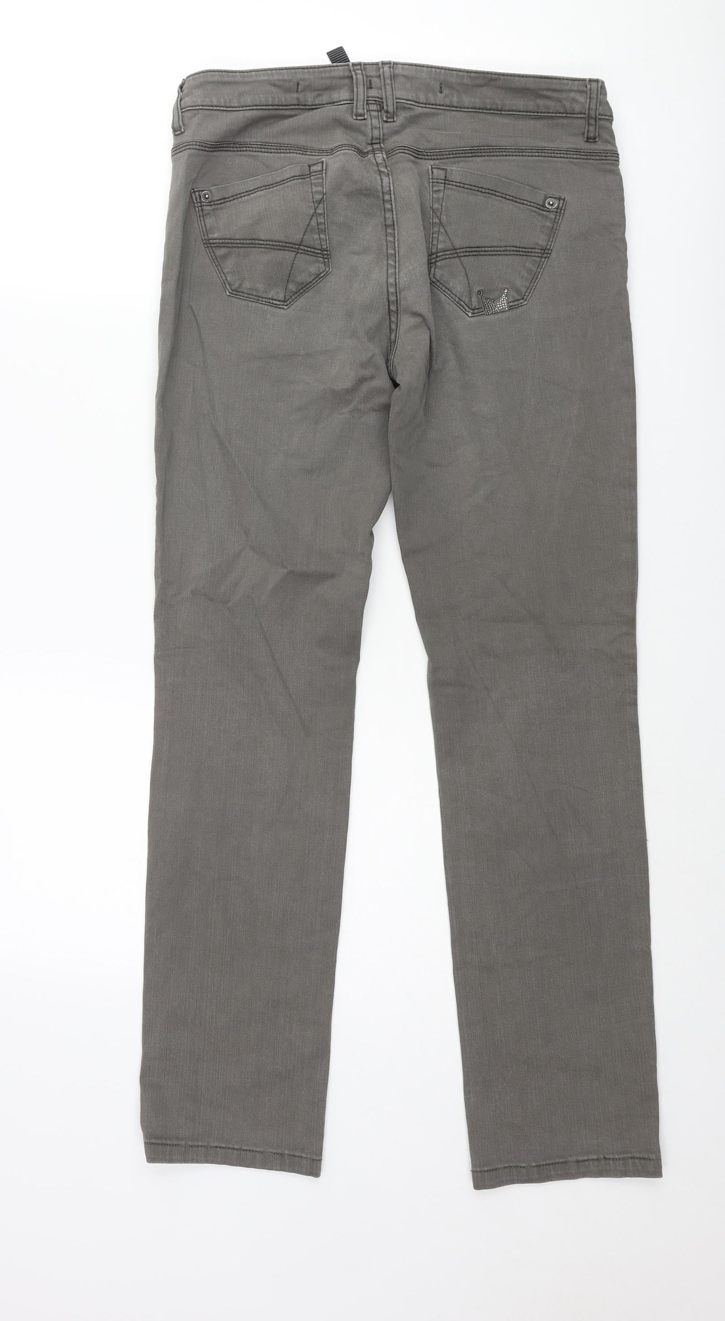 Sportmax Womens Grey Cotton Straight Jeans Size 30 in L29 in Regular Zip