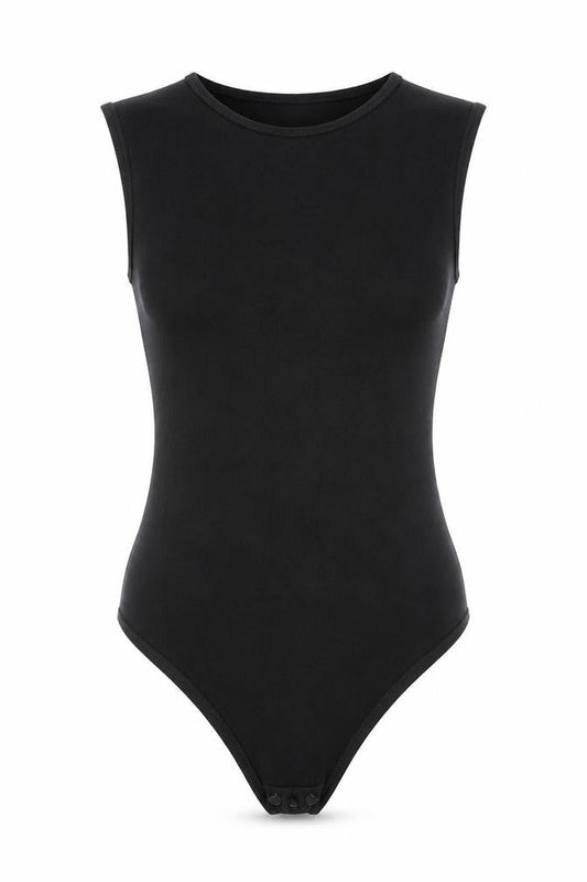 PRETTYLITTLETHING Womens Black Viscose Bodysuit One-Piece Size 10 Snap