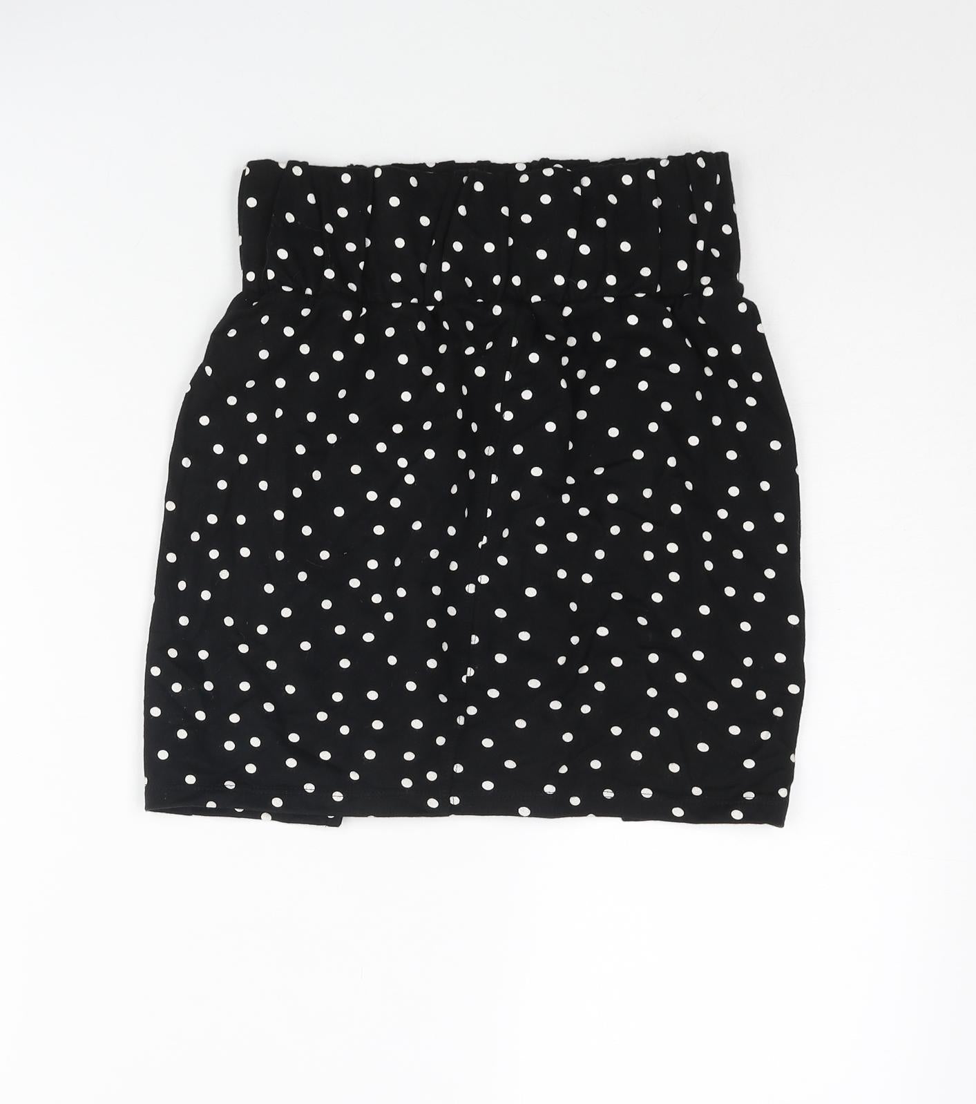 ASOS Womens Black Polka Dot Cotton Mini Skirt Size 8