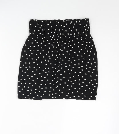 ASOS Womens Black Polka Dot Cotton Mini Skirt Size 8