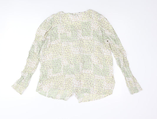 Bonmarché Womens Multicoloured Floral Viscose Basic Blouse Size 14 Round Neck