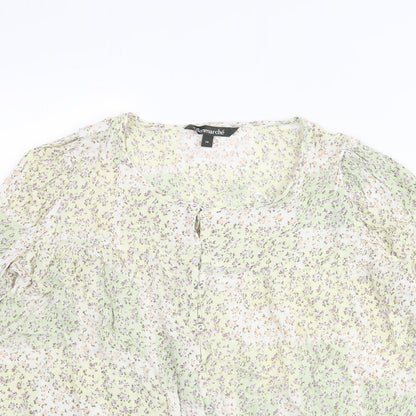 Bonmarché Womens Multicoloured Floral Viscose Basic Blouse Size 14 Round Neck