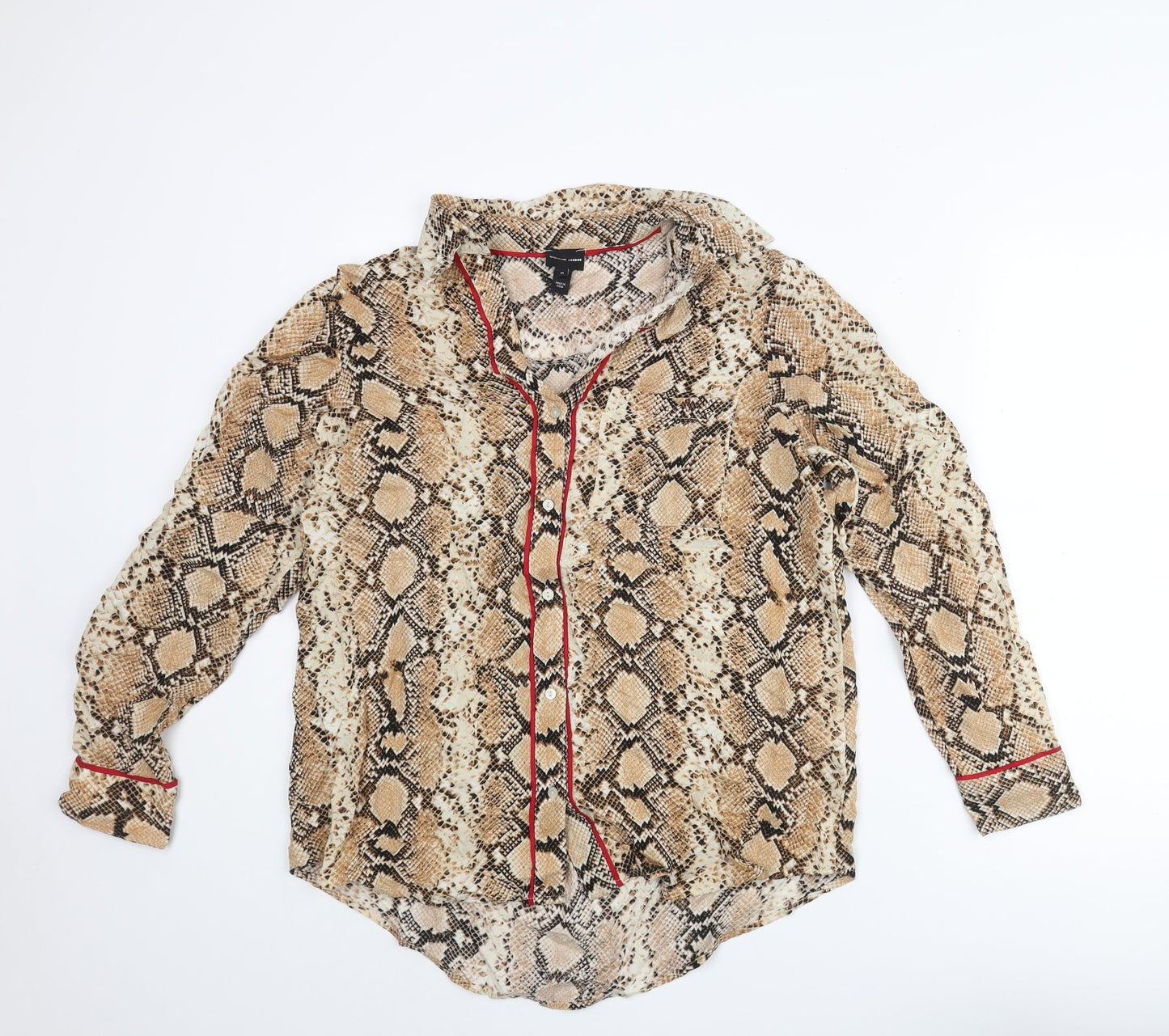 Womens UK Size 10 River Island Beige Basic Button-Up