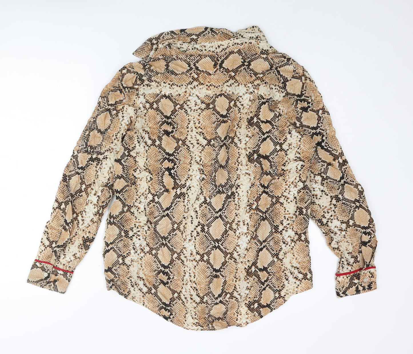 Womens UK Size 10 River Island Beige Basic Button-Up