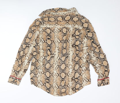 Womens UK Size 10 River Island Beige Basic Button-Up