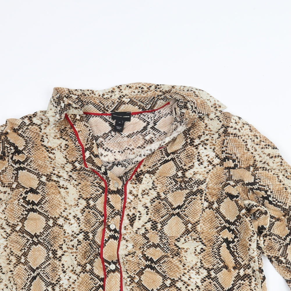 Womens UK Size 10 River Island Beige Basic Button-Up
