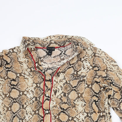 Womens UK Size 10 River Island Beige Basic Button-Up