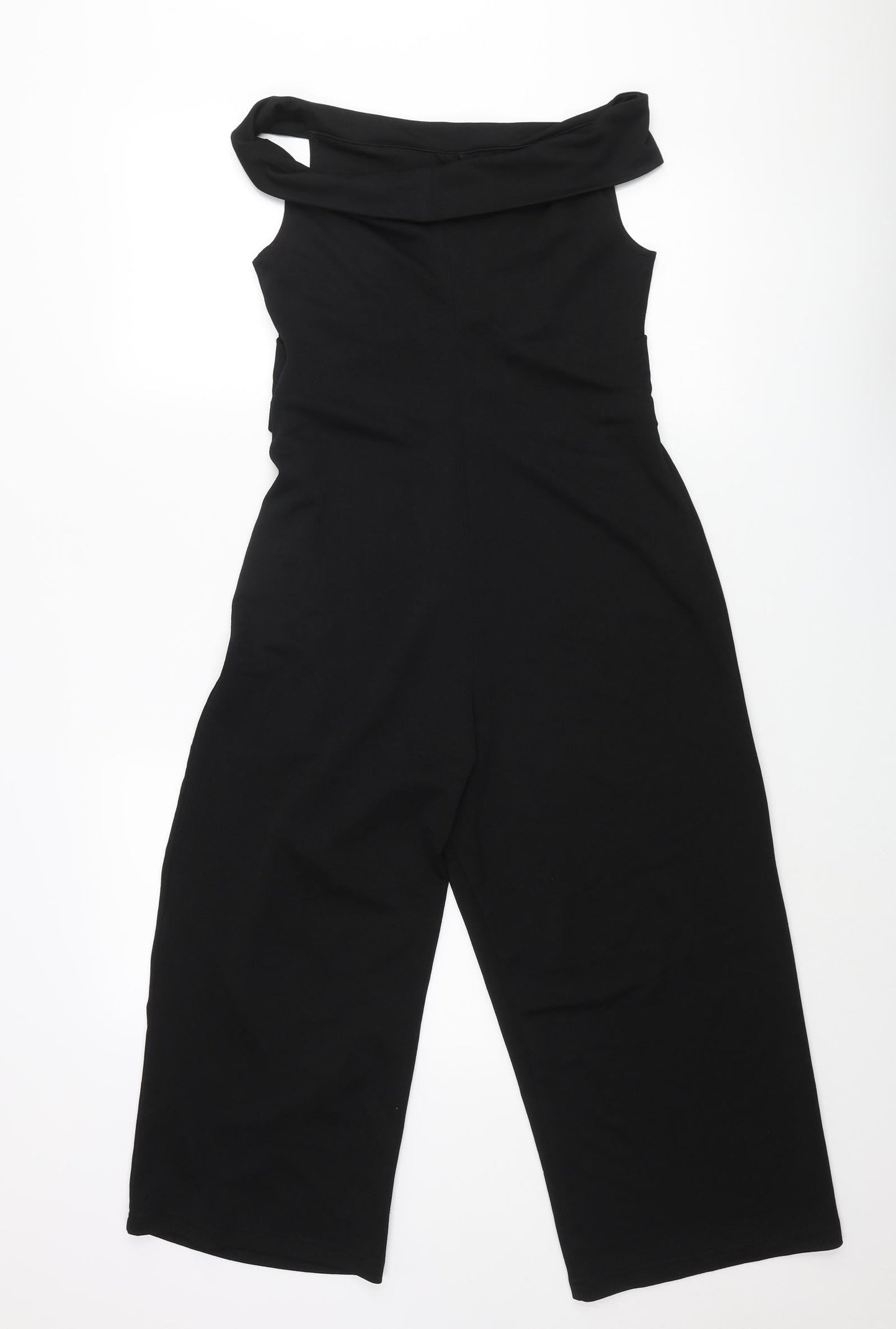 Want That Trend Womens Black Polyester Jumpsuit One-Piece Size 10 L21 in Pullover - Knot Detail