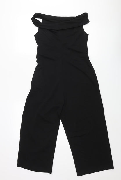 Want That Trend Womens Black Polyester Jumpsuit One-Piece Size 10 L21 in Pullover - Knot Detail