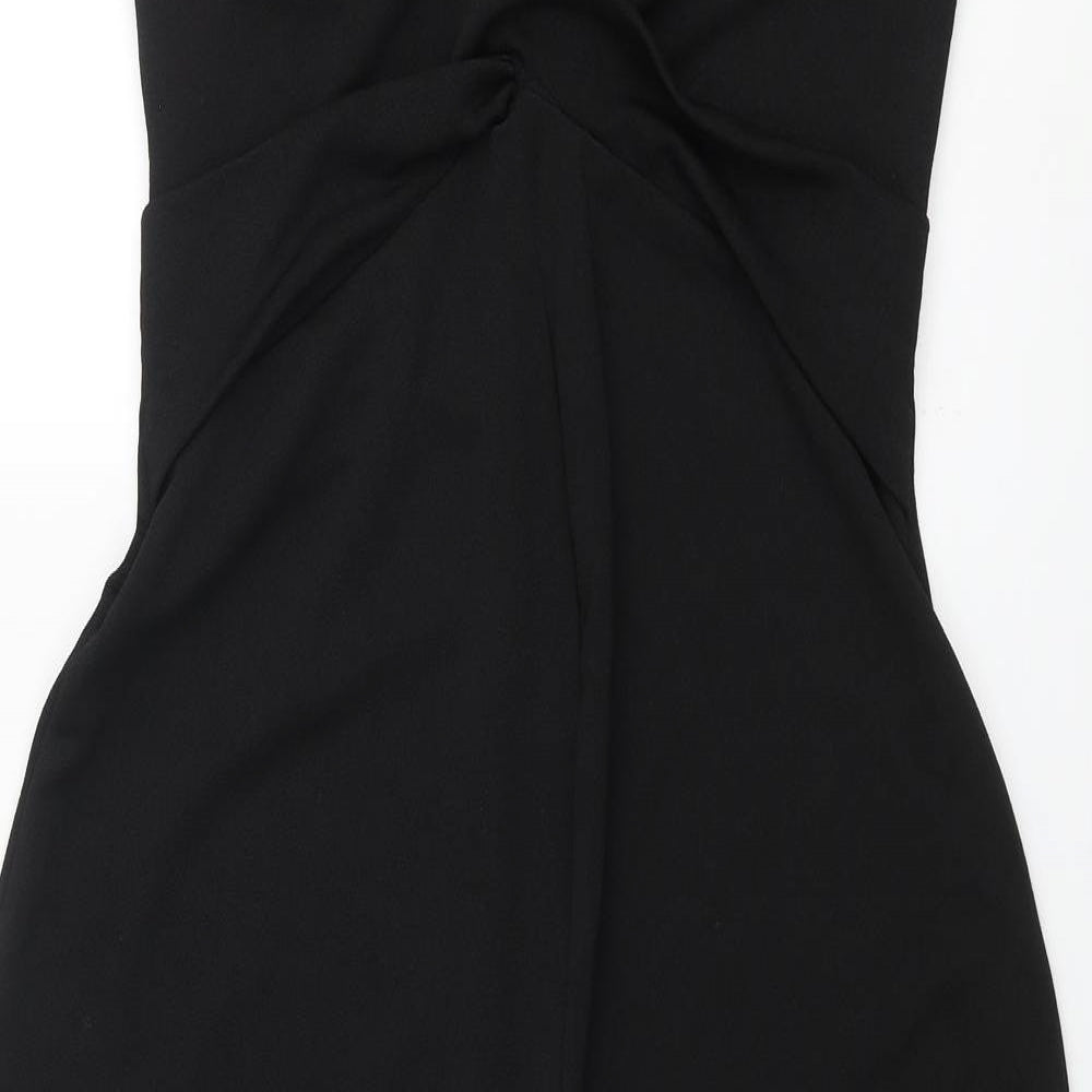 Want That Trend Womens Black Polyester Jumpsuit One-Piece Size 10 L21 in Pullover - Knot Detail