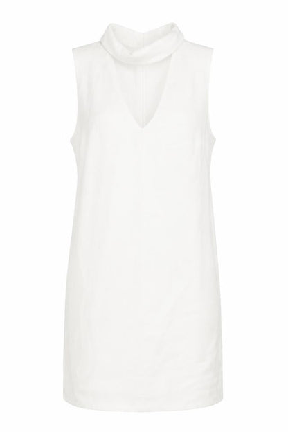 Glamorous Womens White Polyester Shift Size M Collared Zip - V Neck Cut Out