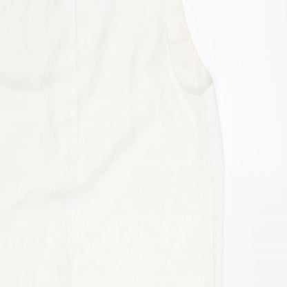 Glamorous Womens White Polyester Shift Size M Collared Zip - V Neck Cut Out