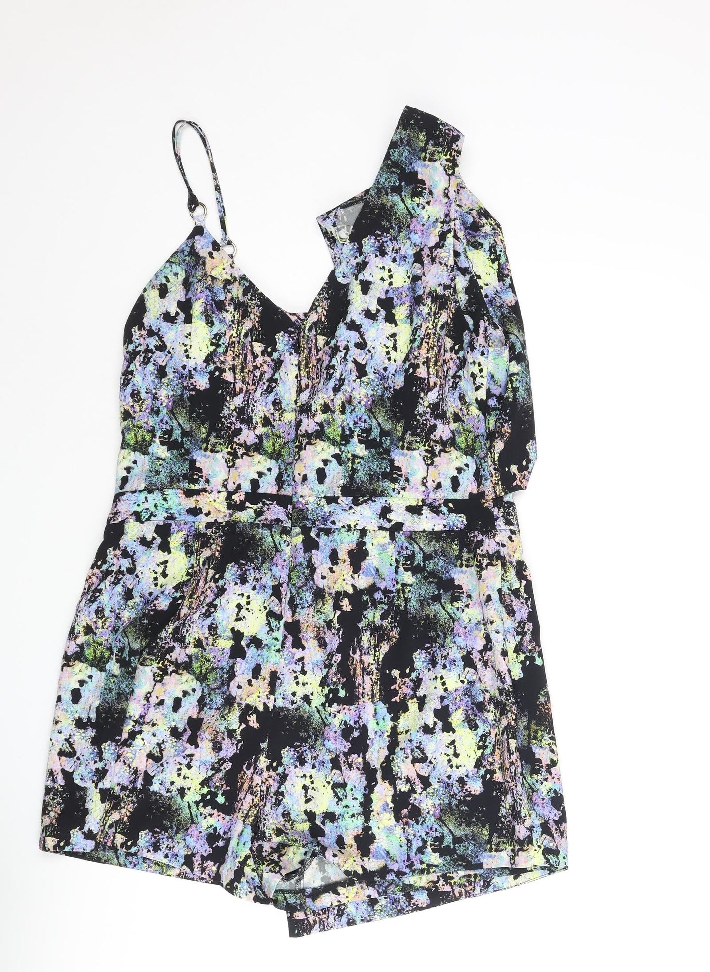 River Island Womens Multicoloured Geometric Polyester Playsuit One-Piece Size 16 Zip - Skort Wrap Style