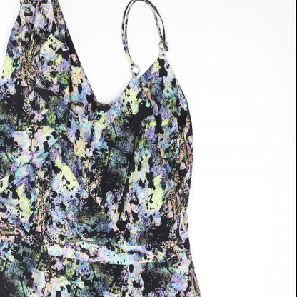 River Island Womens Multicoloured Geometric Polyester Playsuit One-Piece Size 16 Zip - Skort Wrap Style