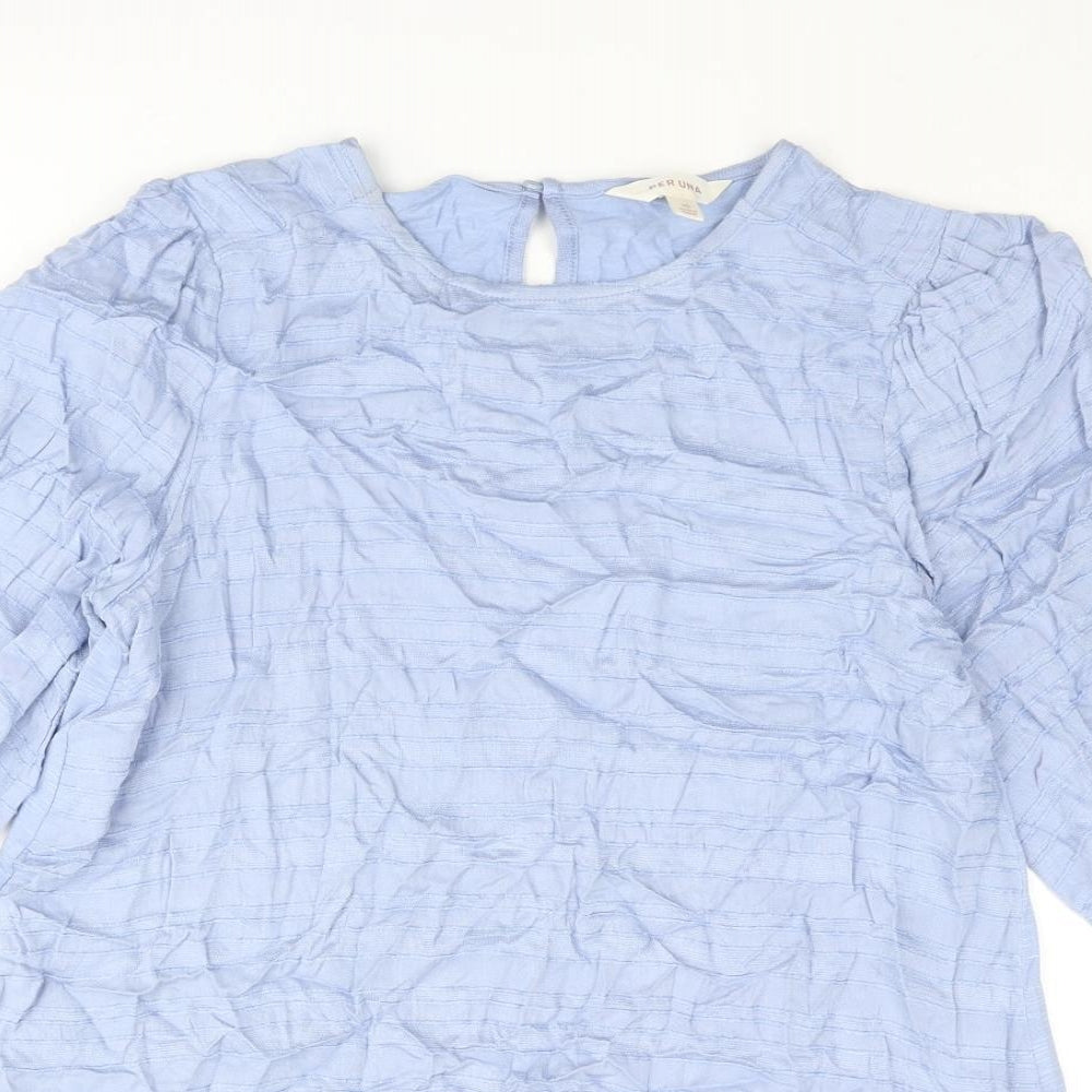 Womens UK Size 10 Per Una Blue Basic Blouse