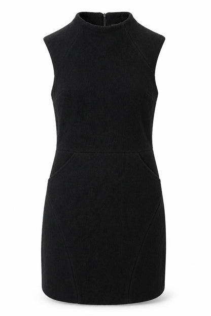 Zara Womens Black Polyester Mini Size M Mock Neck Zip - Textured
