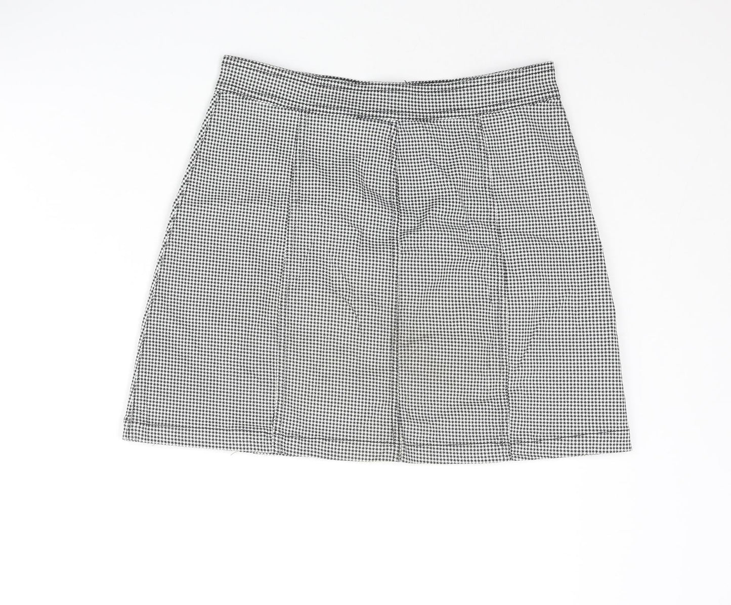 H&M Girls Black Houndstooth Cotton A-Line Skirt Size 14 Years Regular Button