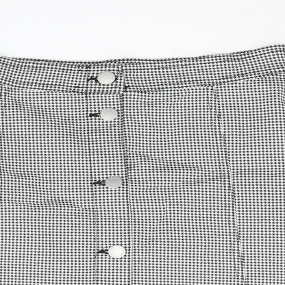 H&M Girls Black Houndstooth Cotton A-Line Skirt Size 14 Years Regular Button