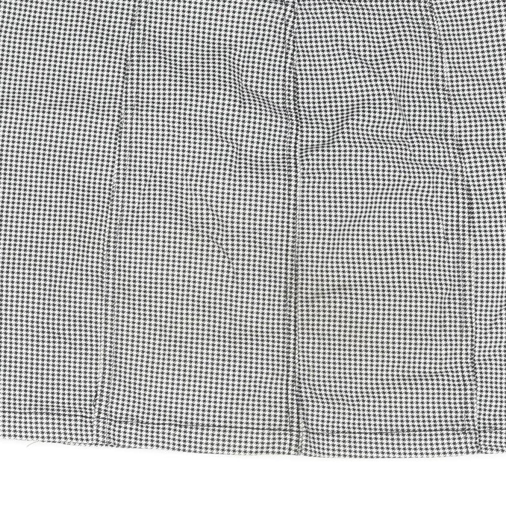 H&M Girls Black Houndstooth Cotton A-Line Skirt Size 14 Years Regular Button