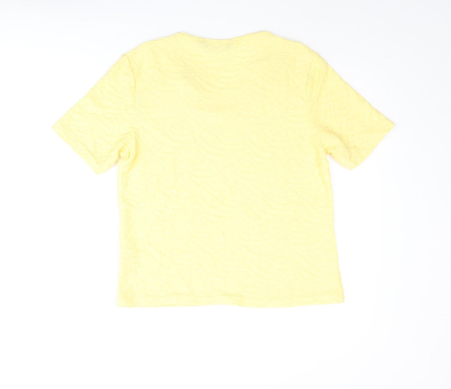EWM Womens Yellow Polyester Basic Blouse Size S Round Neck - Textured