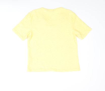 EWM Womens Yellow Polyester Basic Blouse Size S Round Neck - Textured