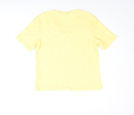 EWM Womens Yellow Polyester Basic Blouse Size S Round Neck - Textured