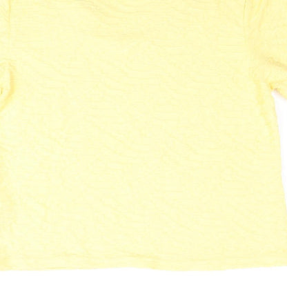 EWM Womens Yellow Polyester Basic Blouse Size S Round Neck - Textured