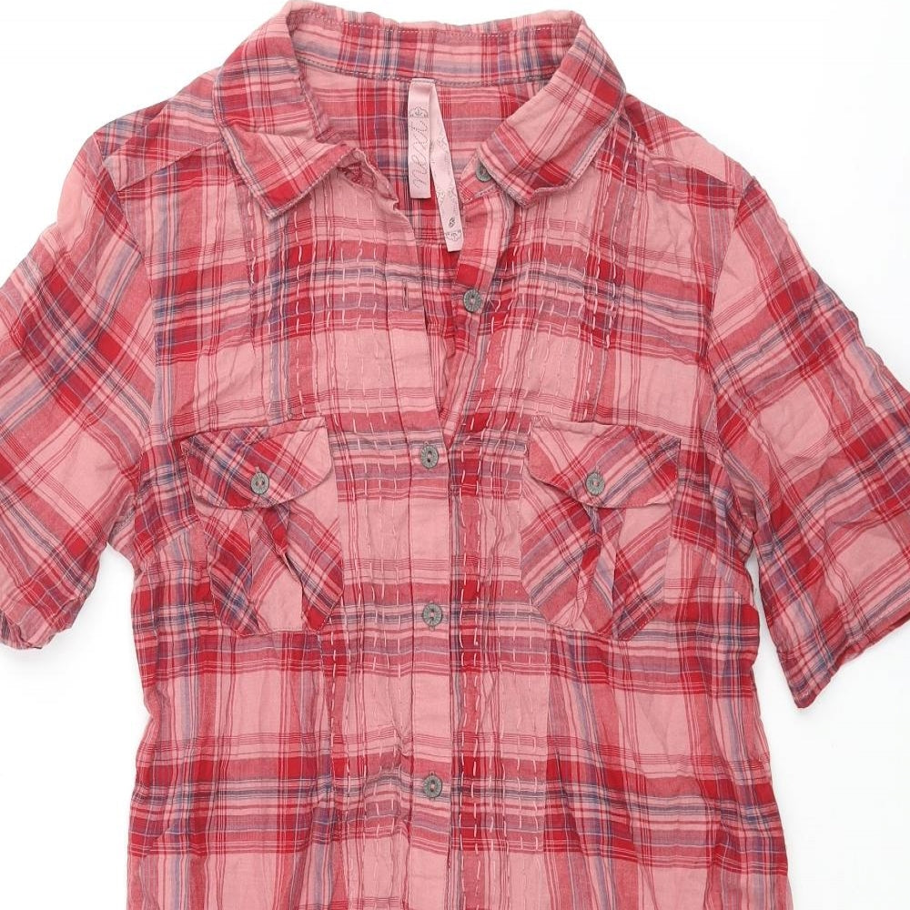 Womens UK Size 8 NEXT Pink Basic Button-Up