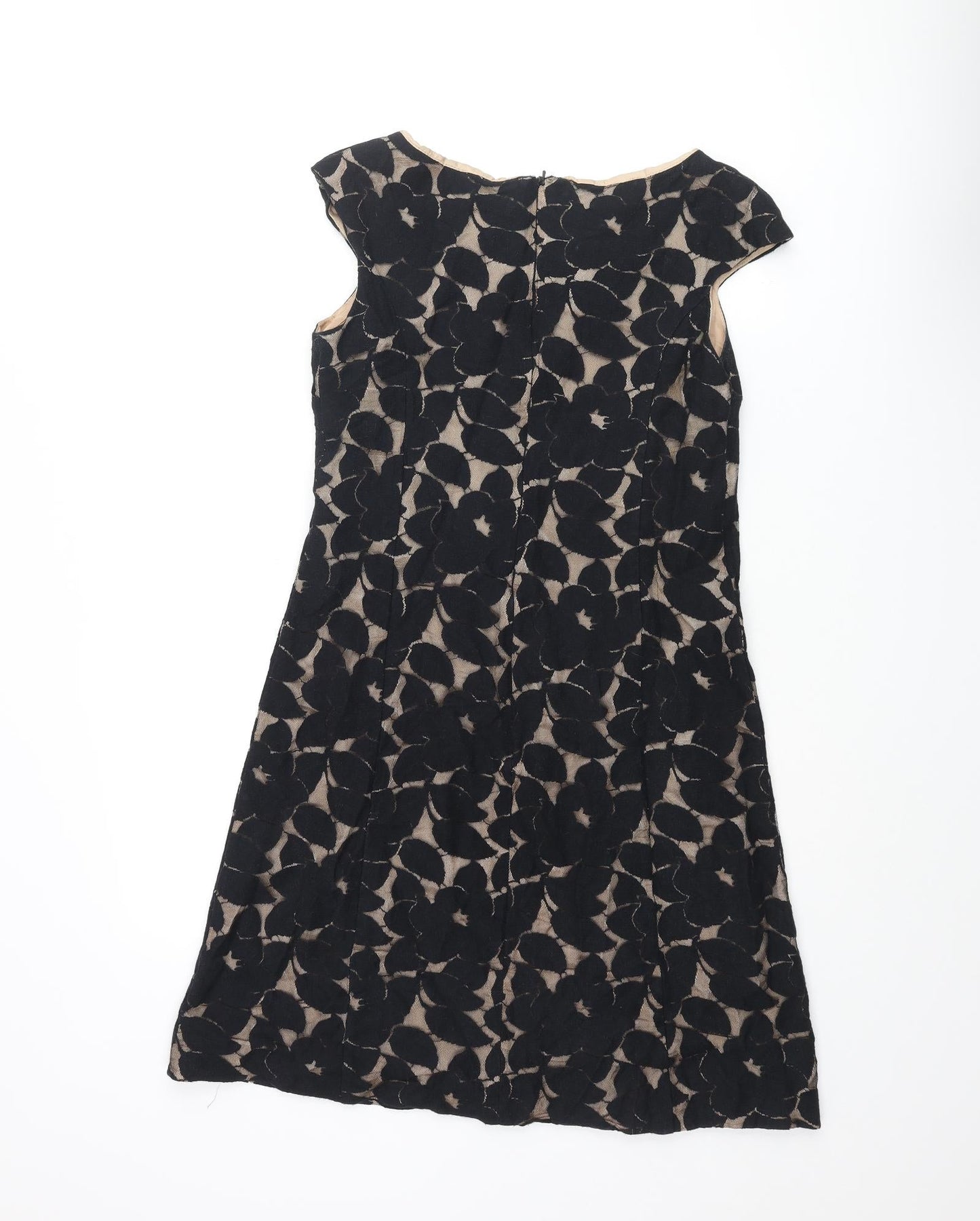 Wallis Womens Black Geometric Cotton A-Line Size 10 Round Neck Zip