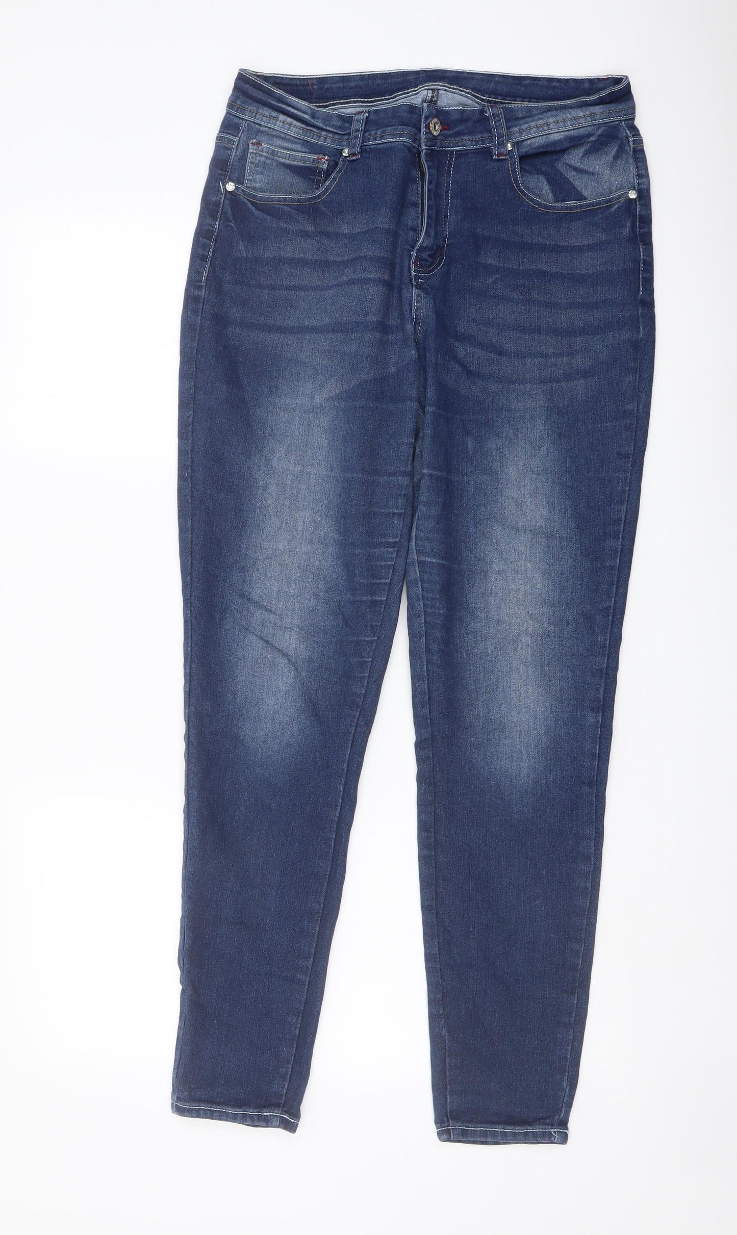 Be-Girl Womens Blue Cotton Skinny Jeans Size 30 in L29 in Regular Button