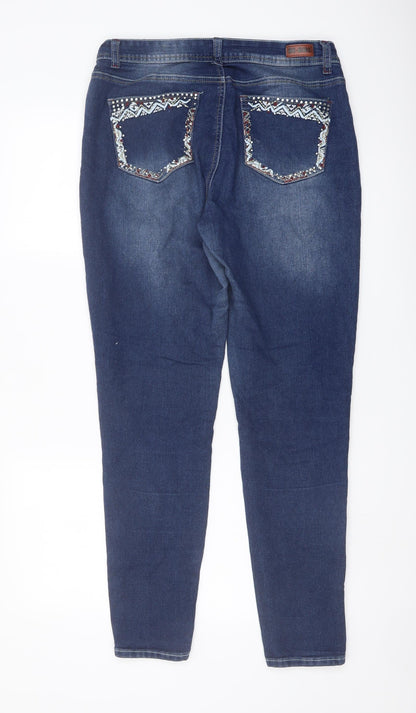 Be-Girl Womens Blue Cotton Skinny Jeans Size 30 in L29 in Regular Button