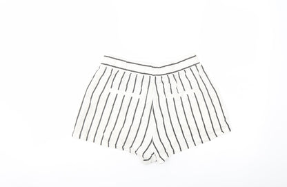 VERO MODA Womens White Striped Linen Cut-Off Shorts Size S L3 in Regular Button