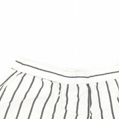 VERO MODA Womens White Striped Linen Cut-Off Shorts Size S L3 in Regular Button