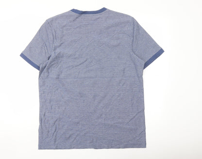 Marks and Spencer Mens Blue Cotton T-Shirt Size L Crew Neck